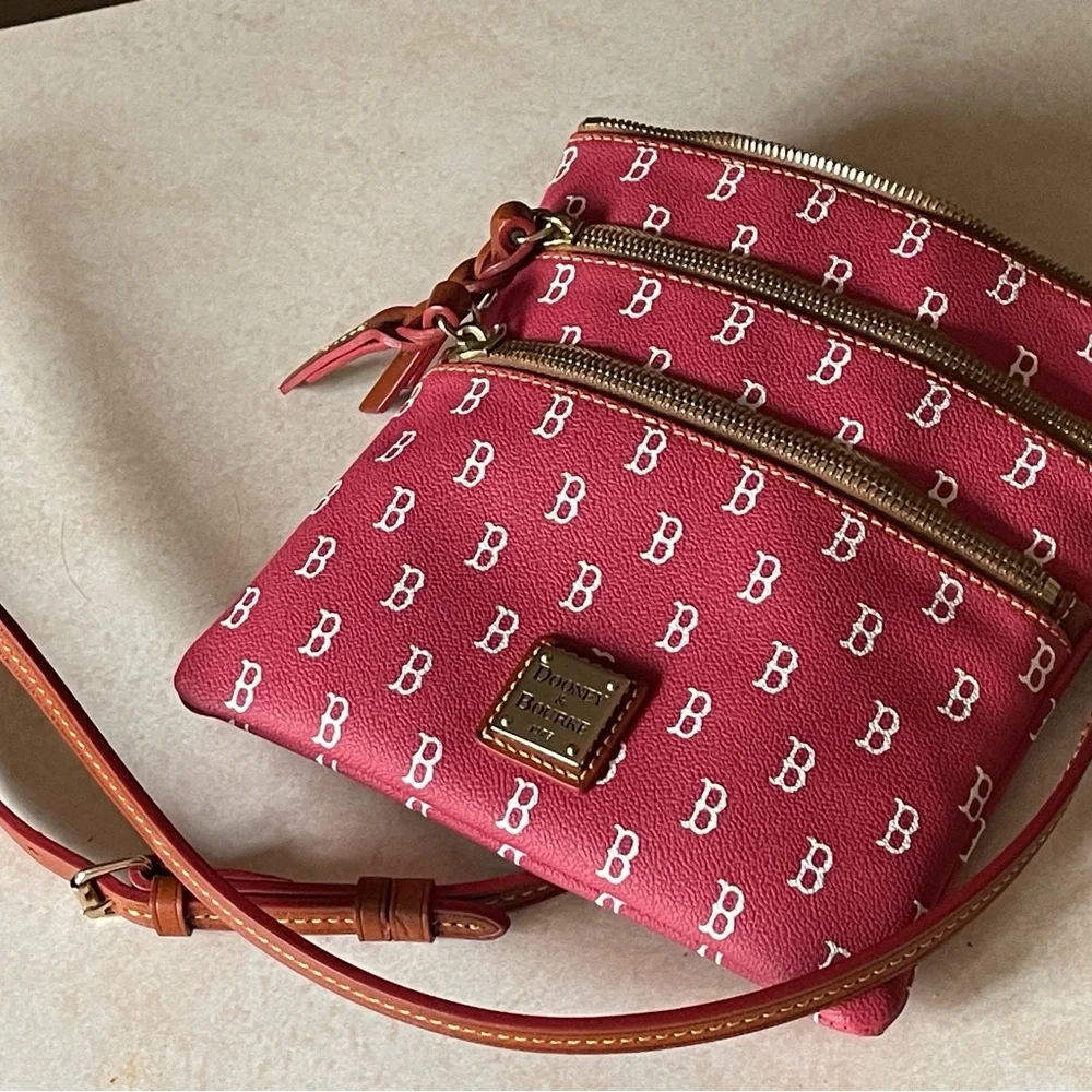 Dooney & Bourke Red Crossbody Bag with Geometric Pattern - Picture 6 of 12